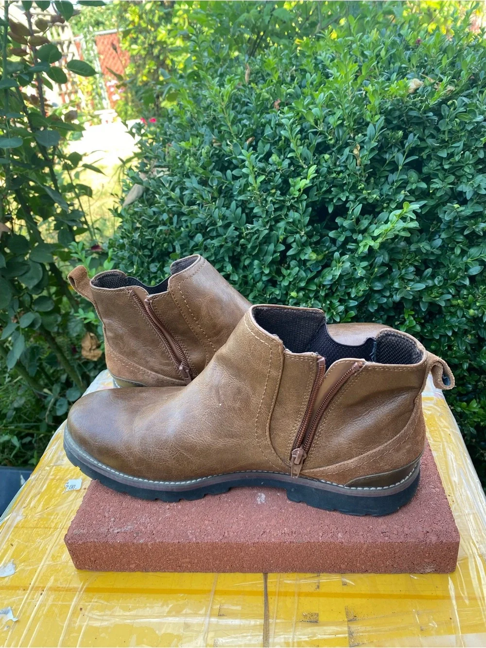 Dr Scholls Men's Brown Leather Chelsea Boots Slip-On Ankle Boots SZ 10.5M